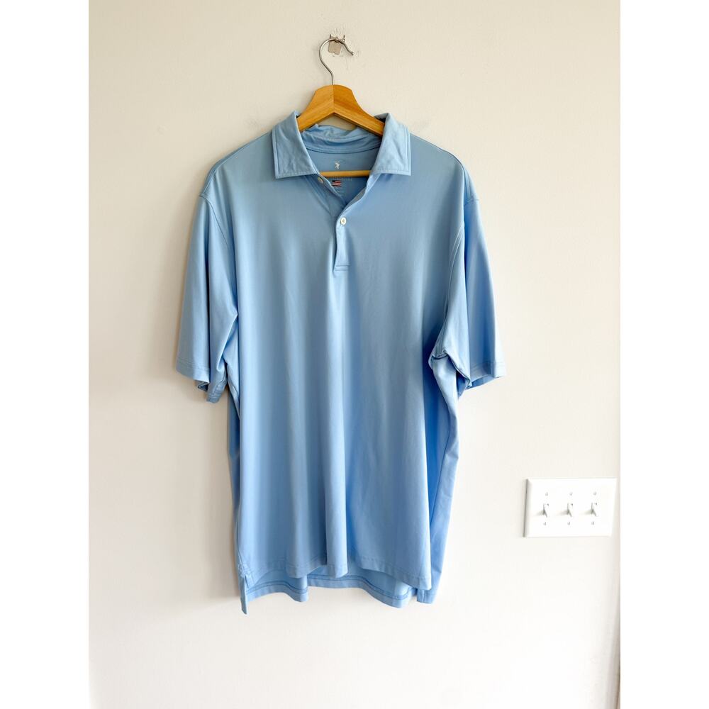 Fairway & Greene Solid Tech Jersey Short Sleeve Golf Polo Shirt Blue XL